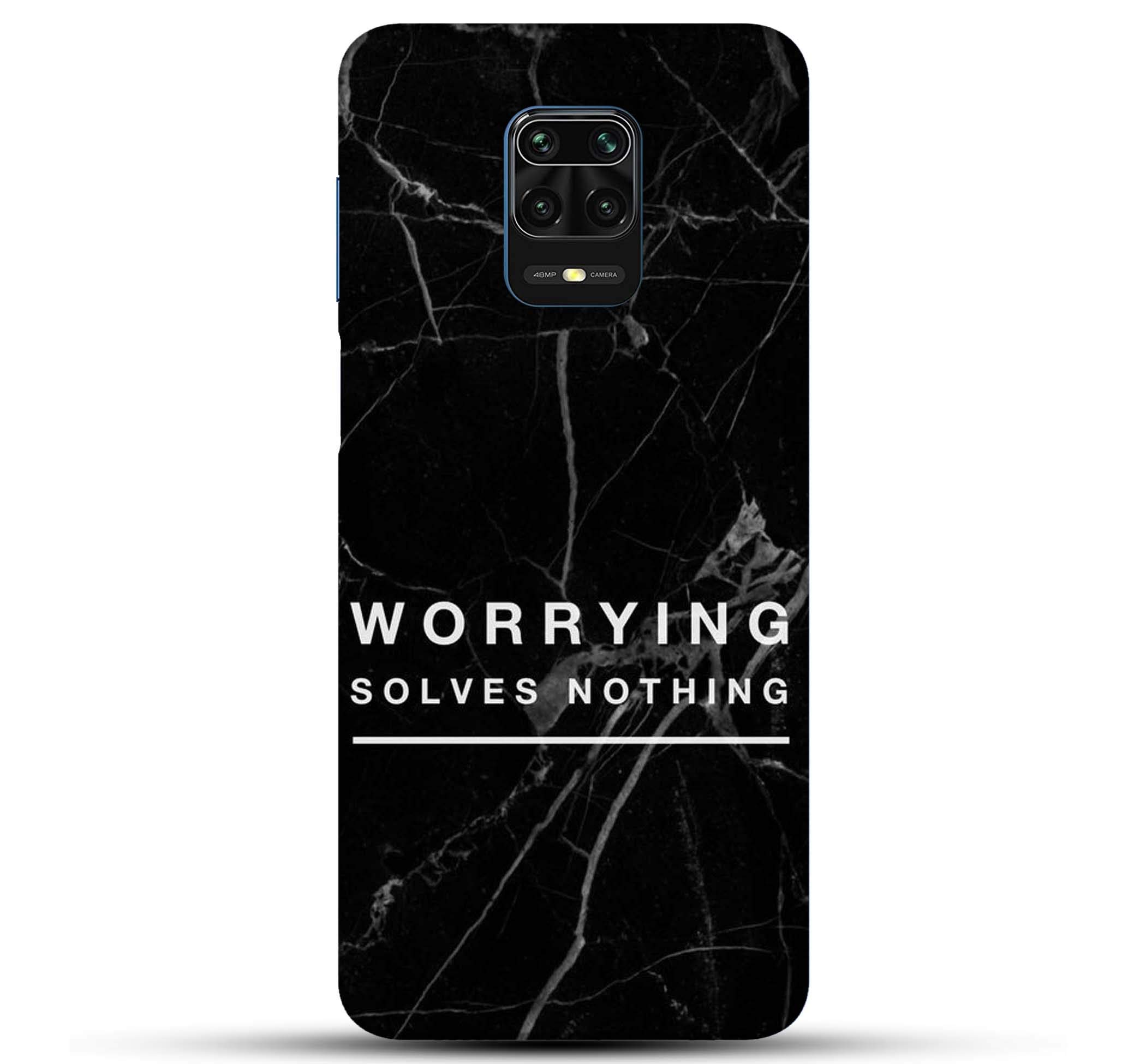 Pikkme Poco M2 Pro Back Cover Case | Designer Printed Hard Cases & Covers for Poco M2 Pro (Motivational Quote - Worrying Solves Nothing - Black Marble)