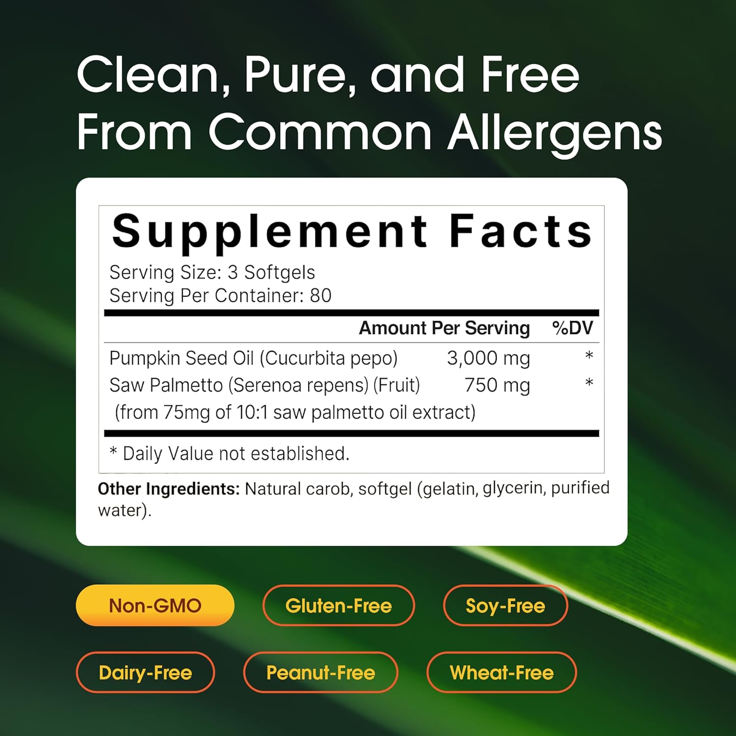 NatureBell Pumpkin Seed Oil 3,000mg with Saw Palmetto - 240 Softgels - Rich in Omega-6 & Omega-9 - Supplement for Heart, Brain, Hair & Bladder Health*