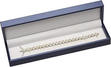 Blue Bracelet Necklace Chain Gift Box Luxury Soft Touch PU Leather Material Long Bracelet Display Storage Box Size 8.75W*2.28D*1.45H