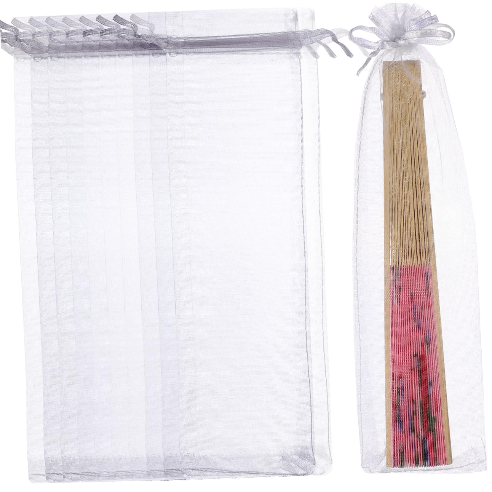 SEWOART 200stücke Organza Geschenktüten Mit Kordelzug Weiße Fächer-taschen Für Hochzeiten Partys Schmuck Und Leicht Und Langlebig Für Aufbewahrung Und Präsentation