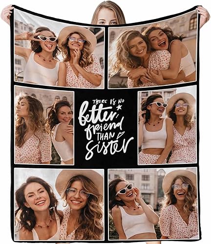 Miniatura 1 de InterestPrint Manta personalizada con collage de imágenes, regalo de cumpleaños y amistad para mujeres, adolescentes, mejores amigas, hermanas,