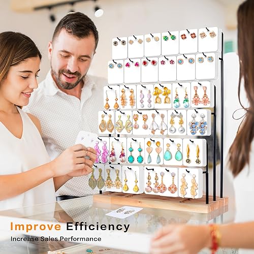 Miniatura 7 de GEAMSAM Soporte de exhibición de aretes para vender, soporte de exhibición para aretes, organizador de joyas para vender tarjetas de aretes,