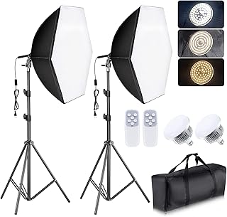 Torjim Softbox Lighting Kit, 30"X30" Professional Photography Lighting Kit for Filming Model Portrait Product Fashion Photography, Continuous Lighting Kit for Video Recording, Portraits Shooting
