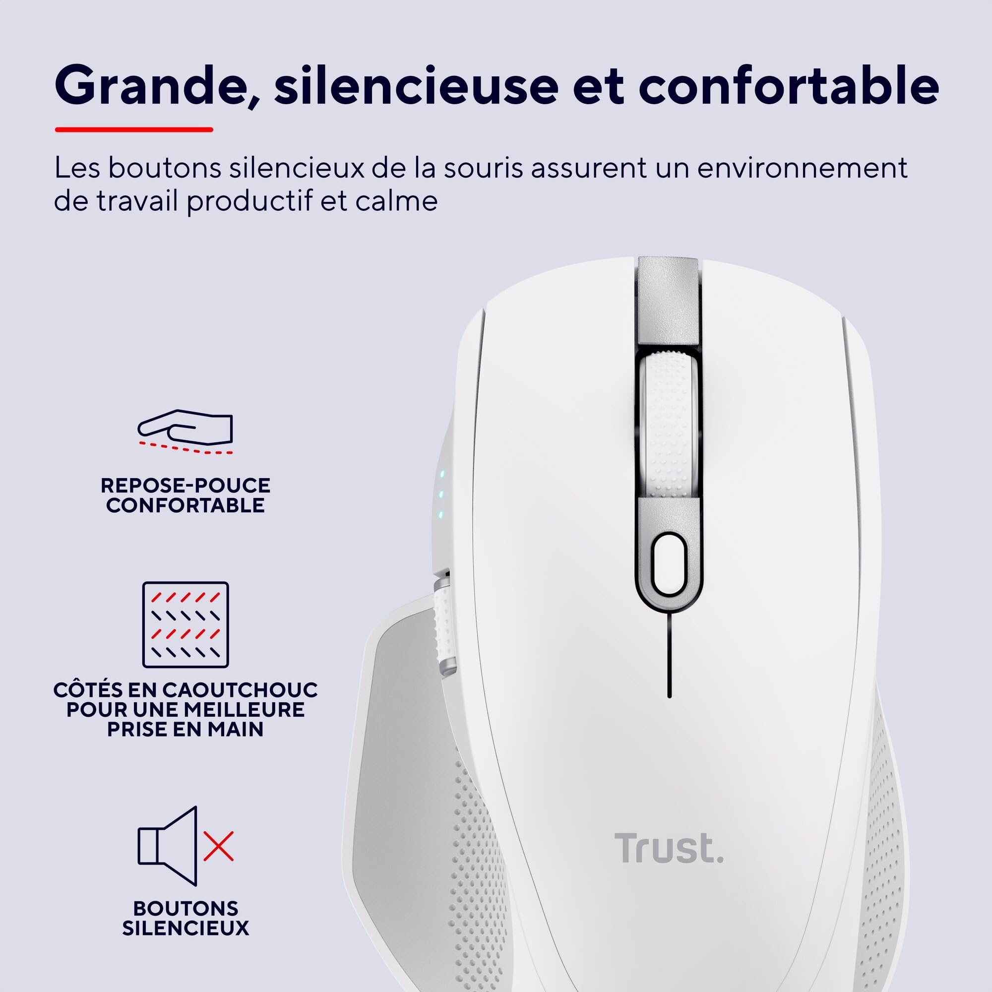 Trust Ozaa+ Souris sans Fil Bluetooth + 2.4GHz Multi-appareils, Blanc