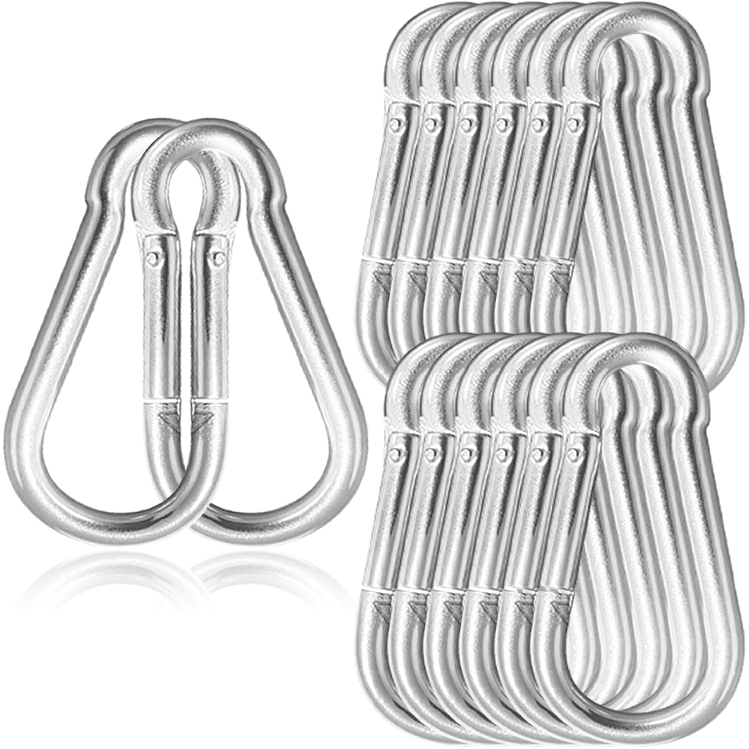 12 Pack 5.5" Heavy Duty Carabiner Clips, M14 Sliver Galvanized Steel Spring Snap Hooks, Rust-Resistant Keychain Clips for Hammock, Camping, Hiking, Fishing, Swing Set