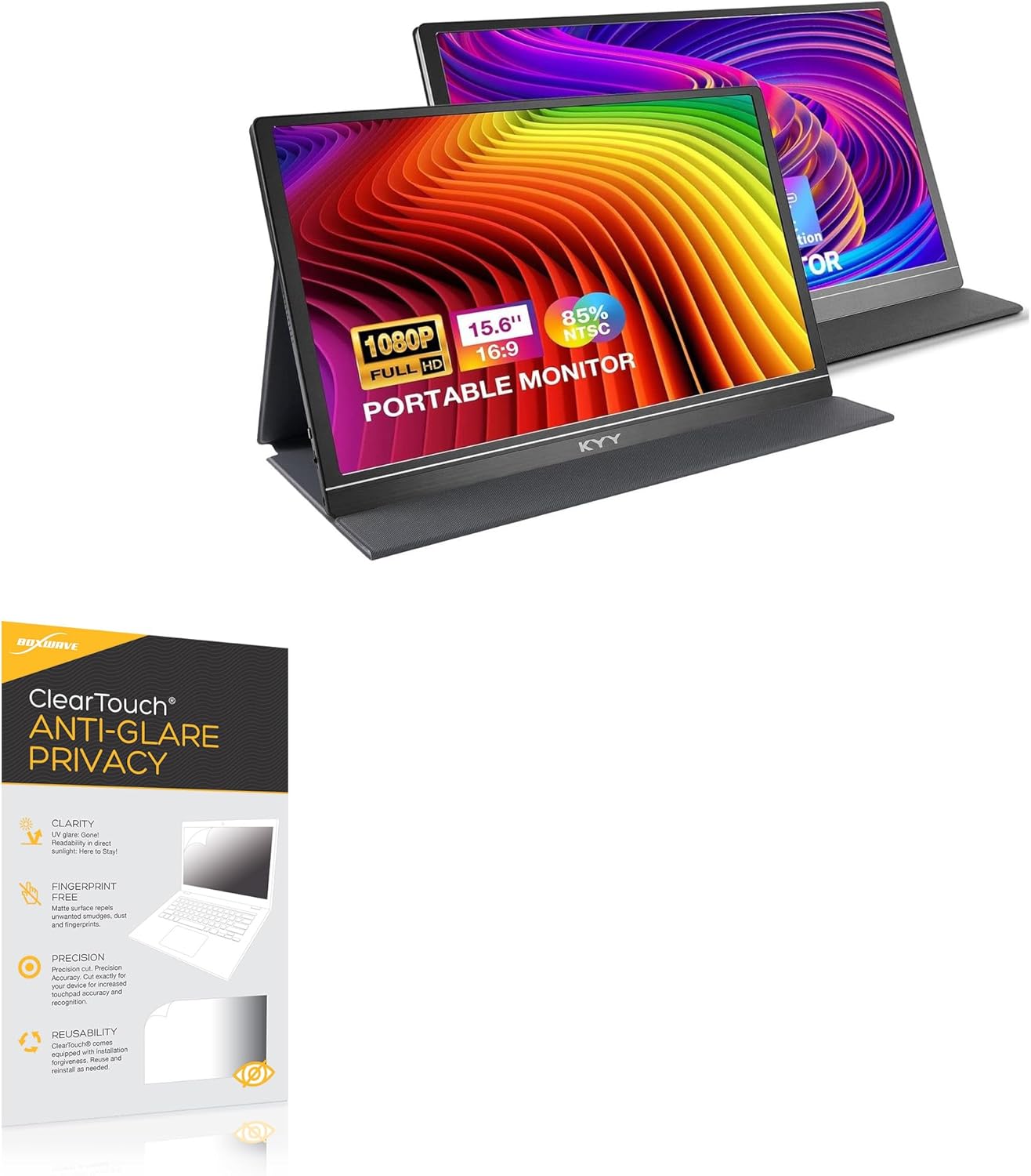 BoxWave Screen Protector Compatible with KYY Monitor K3-3 (15.6 in) - ClearTouch Anti-Glare Privacy (2-Pack), Privacy Screen Protector Flexible Film Anti-Glare