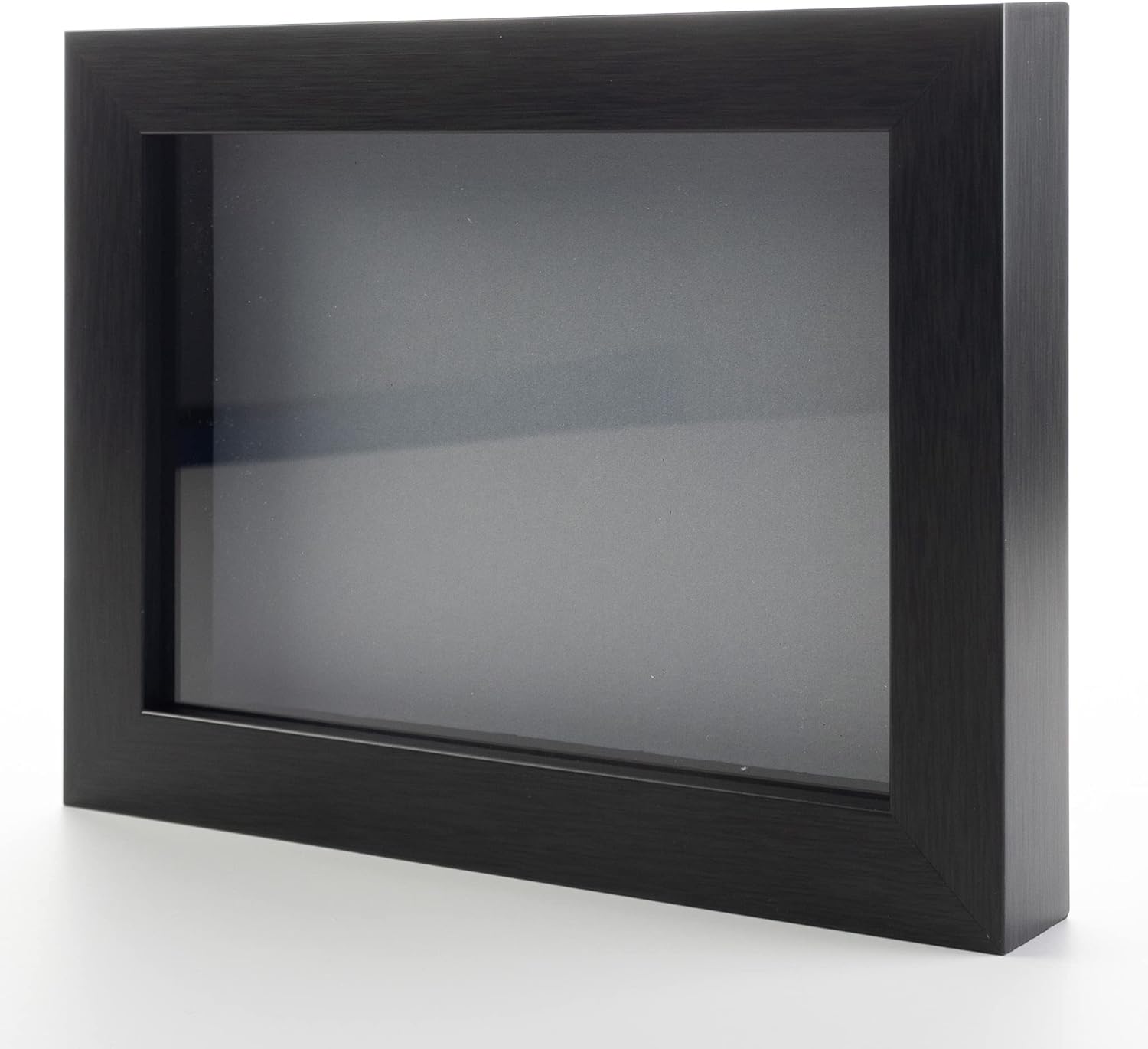 Charcoal 4x6 Small Shadow Box Picture Wooden Frame with Grey Acid-Free Backing UV Acrylic & Hanging Hardware - with 3/4" Usable Depth