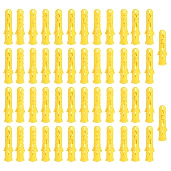 Expanding Plastic Screw Anchors, 50 Pieces of Drywall Expansion Pipe Drywall Anchors Ribbed wall Anchors Applicable to M4 M5 Self Tapping Screws. Yellow M6 60mm 2.36 inches
