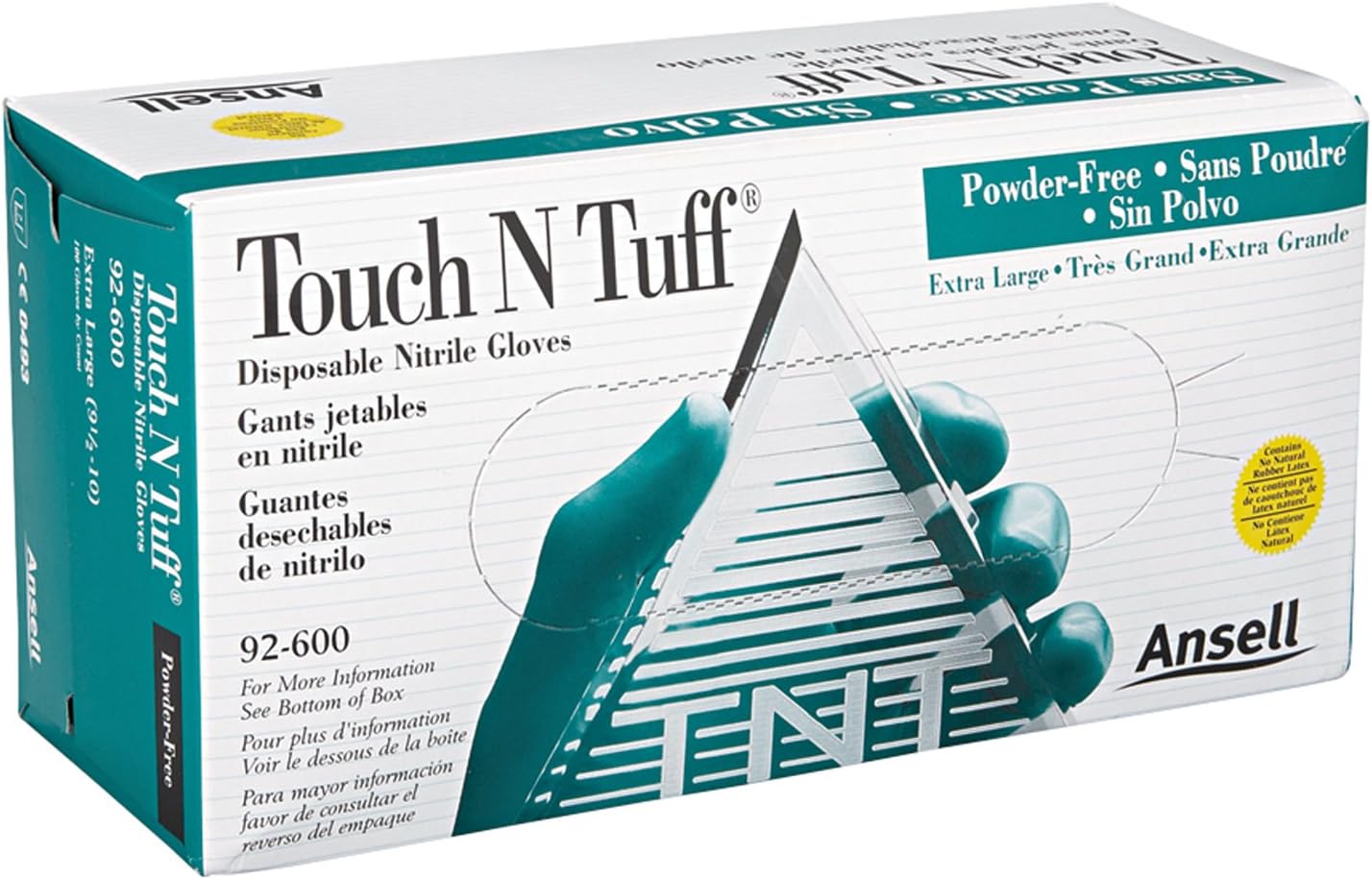 92-600 Touchntuff Nitrile Gloves Green SIZE-9.5-10 (XL)(BOX-100)