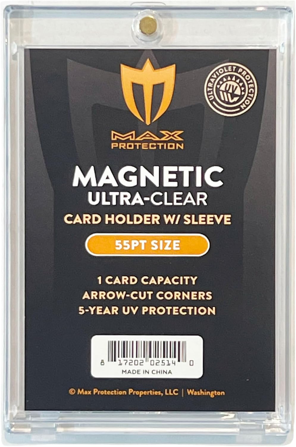 Max Protection Magnetic Card Holder for Sleeved Cards – 10-Pack 55pt Ultra-Clear Cases – Hard Plastic Card Sleeves Holders, UV Protector Case - Fits Standard Sports Baseball Trading Cards