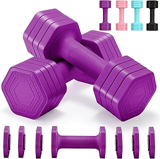 Adjustable Dumbbell Set, 4 in 1 Free Weights Dumbbells Set for Women, Weights for Women at Home, 2lb 3lb 4lb 5lb with TPU Soft Rubber Handle for Home Gym Exercise Training