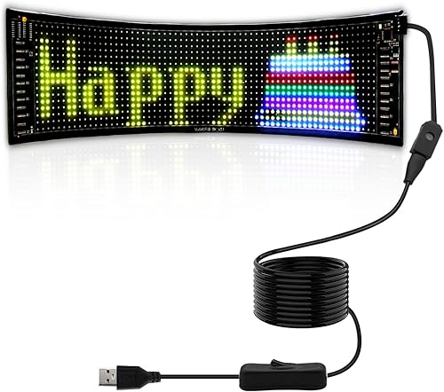 Letrero LED programable de desplazamiento  Tablero de visualización a todo color con control de aplicación Bluetooth  Patrones personalizados de