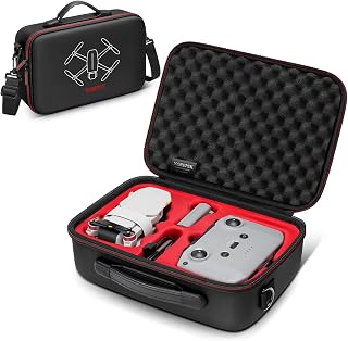YOREPEK Travel Case for DJI Mini 4K/2/2 SE, Portable Lightweight PU Carrying Case for DJI Mini 4K Drone Fly More Combo Accessories, Shockproof Waterproof Storage Bag with Shoulder Strap