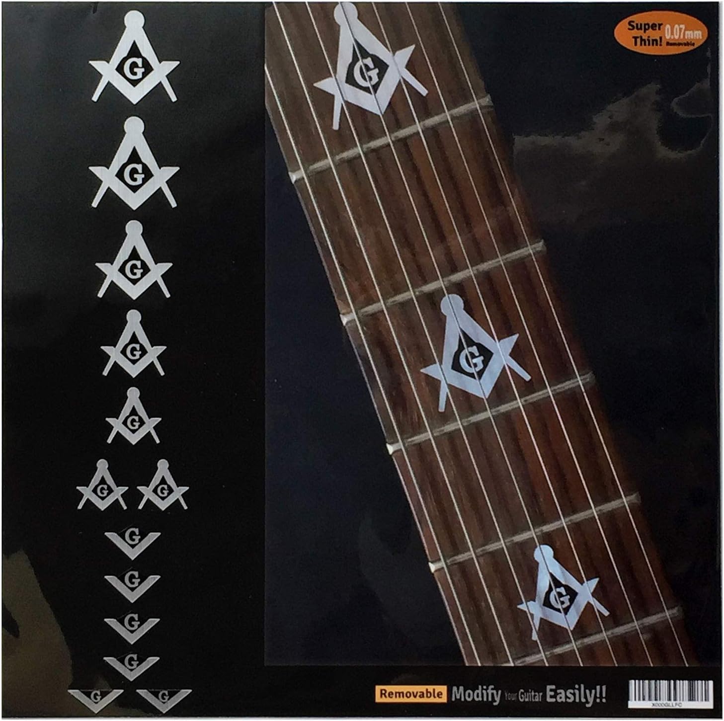 Inlaystickers Inlay Sticker Fret Markers for Guitars & Bass - Blink 182 (Tom Delonge) Masonic Squares & Comp, F-311SC-MT