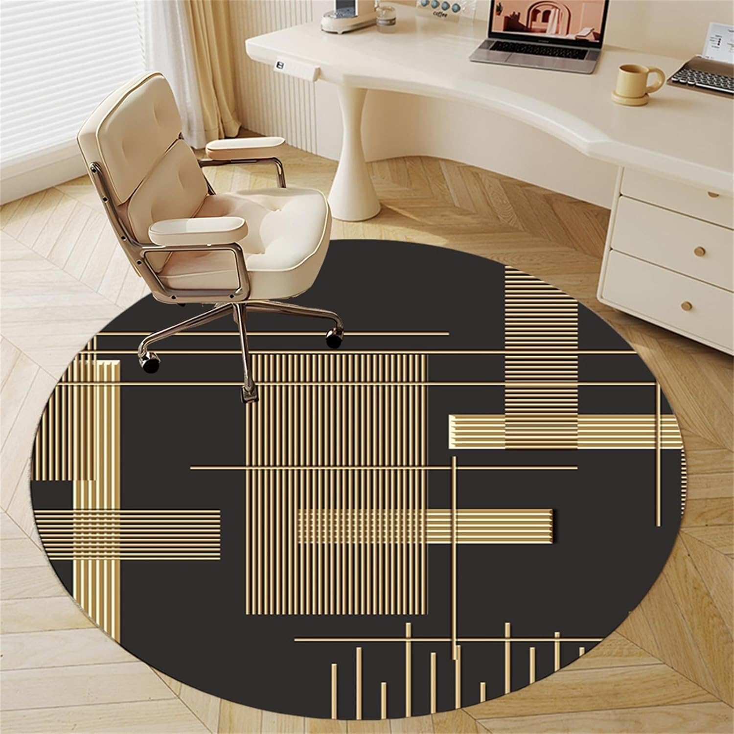 SSDDLZEQ Premium durable range Protective Mats For Office Chairs On Carpets And Hardwood Floors – Printed Circular Design(A,140cm)