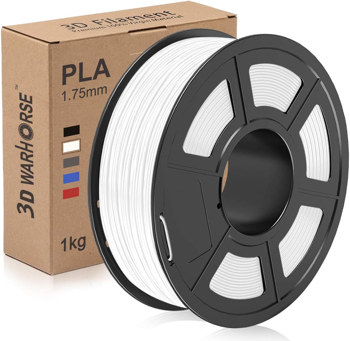 PLA 3D Printer Filament, 1.75mm PLA White, Dimensional Accuracy +/- 0.02 mm, 1 Kg Spool, Pack of 1
