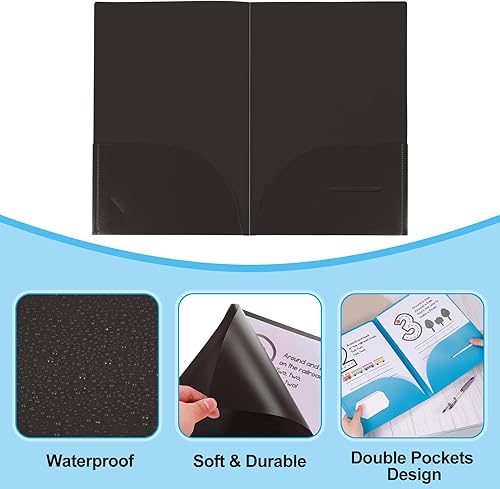 Miniatura 4 de PATIKIL Carpetas de plástico con bolsillos, paquete de 6 carpetas de almacenamiento para archivos de cartas, carpetas organizadoras para oficina y