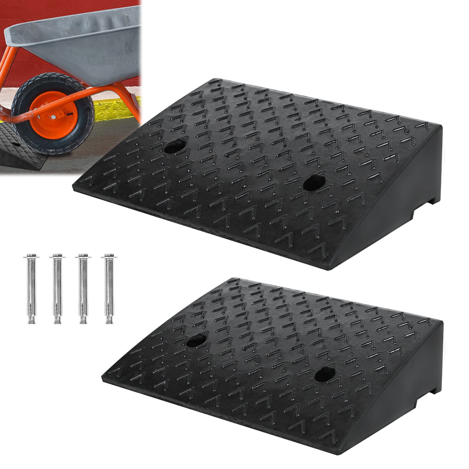 YRHome 2 rampe per marciapiede in gomma, altezza 10,5 cm, per sedia a rotelle, portatile, in plastica, per deambulatore, moto, auto