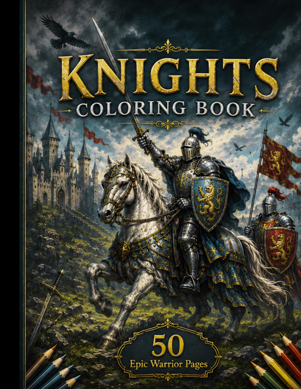 Epic Knight Coloring Book: Coloring Book with 50 Unique Scenes from the World of Swords, Shields, and Glory