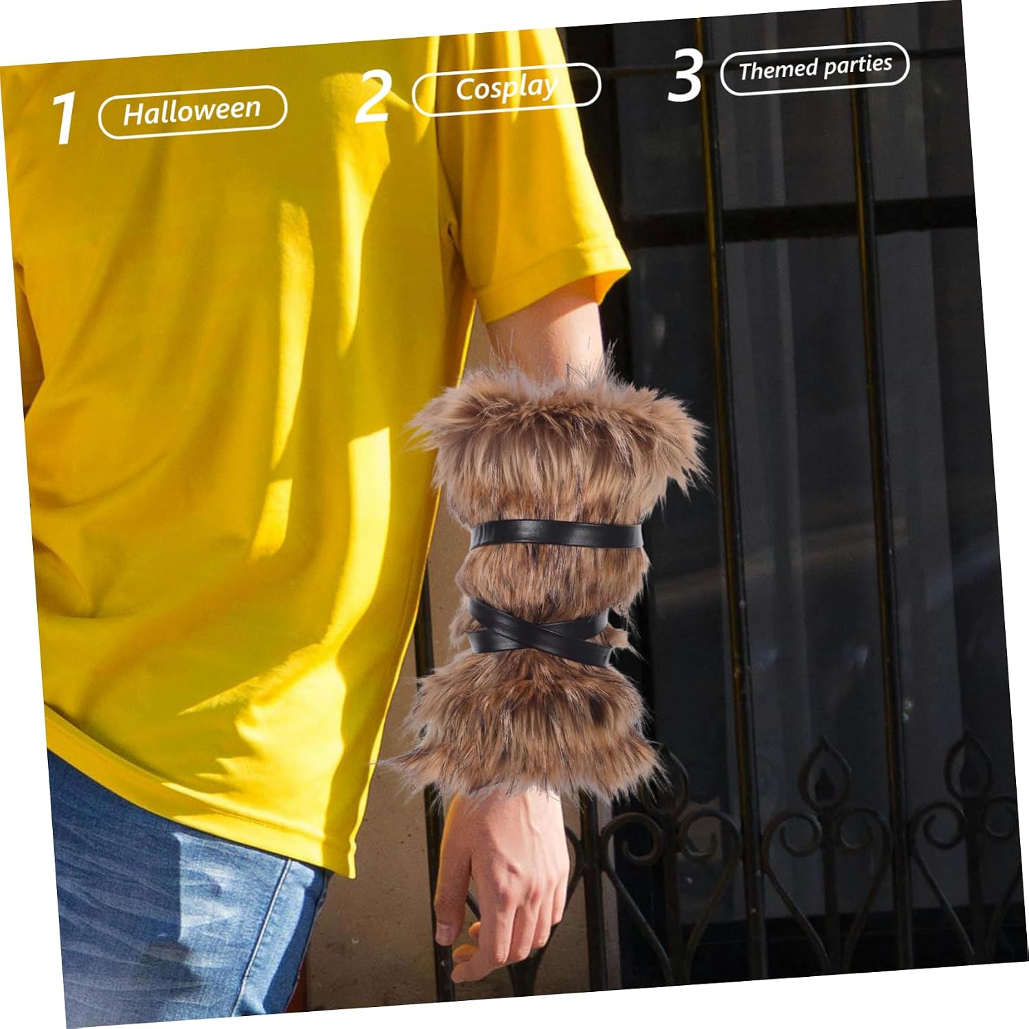 2Pairs Viking Leg Wraps Furry Leg Warmers for Halloween Cosplay Comfortable Adjustable Straps Durable Costume Accessories Unique Fashion Statement for Medieval