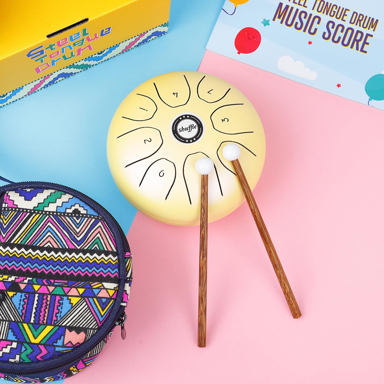 Tambour à langue en acier de 14 cm, 8 notes, instrument de percussion avec maillets, baguettes, sac de transport, pour adulte