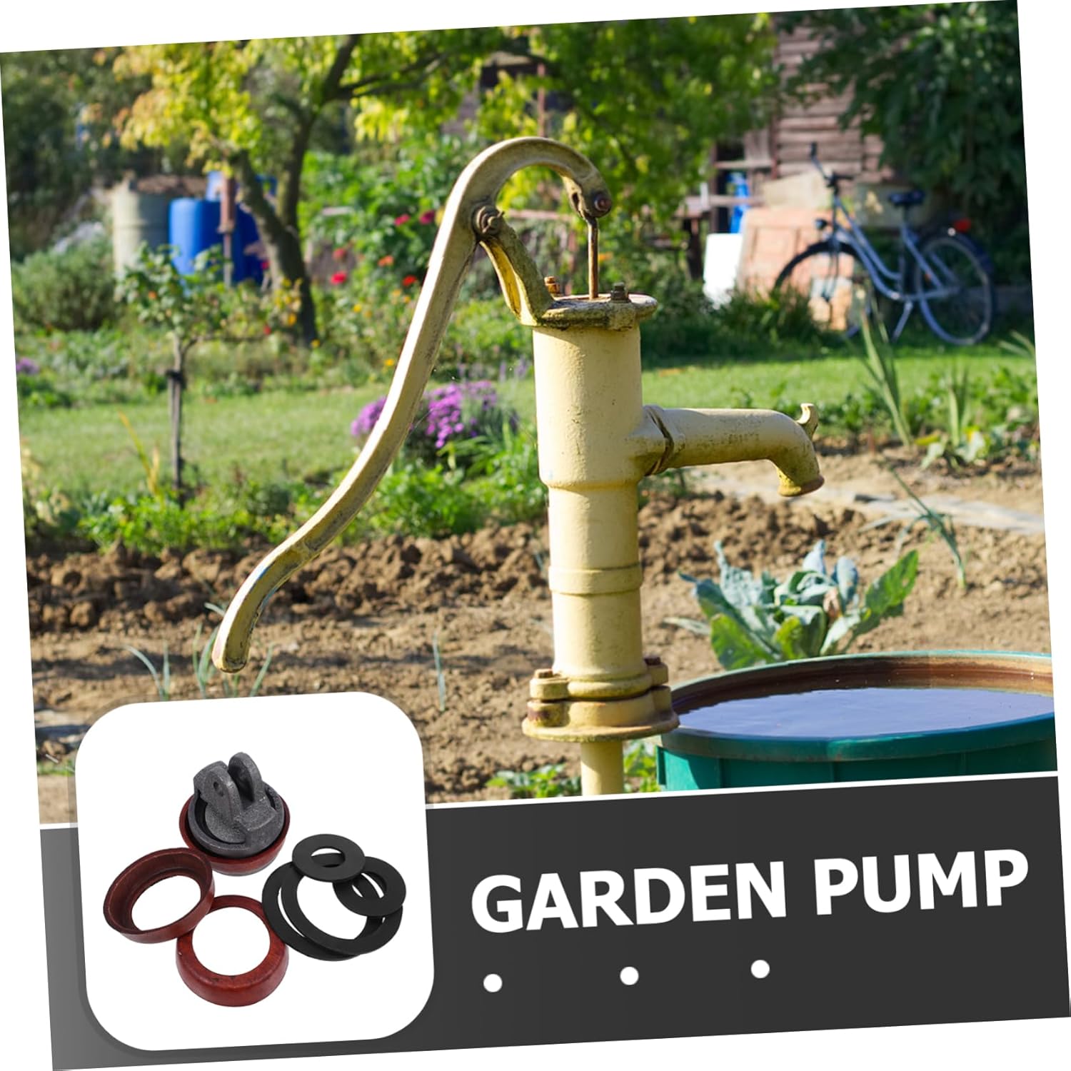 Manual Water Pump Plunger Kit Cast Iron Repair Parts with Leather Gasket Replacement for Hand Water Pumps Includes Piston and Gaskets for Easy Maintenance