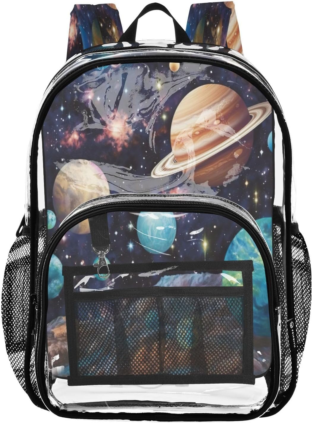 Planets Space Clear Backpack, Heavy Duty Transparent Bookbag for Kids, School, Stadium Approved