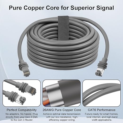 Cable Ethernet Starlink Gen 3 30ft CAT6 miniatura 3