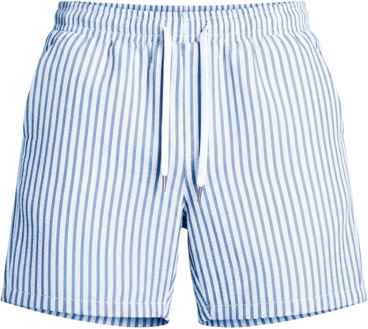 Casual Striped Shorts for Men:Fashion Elastic Wasit Cotton Linen Short Pants with Pockets Hiking Golf Vacation