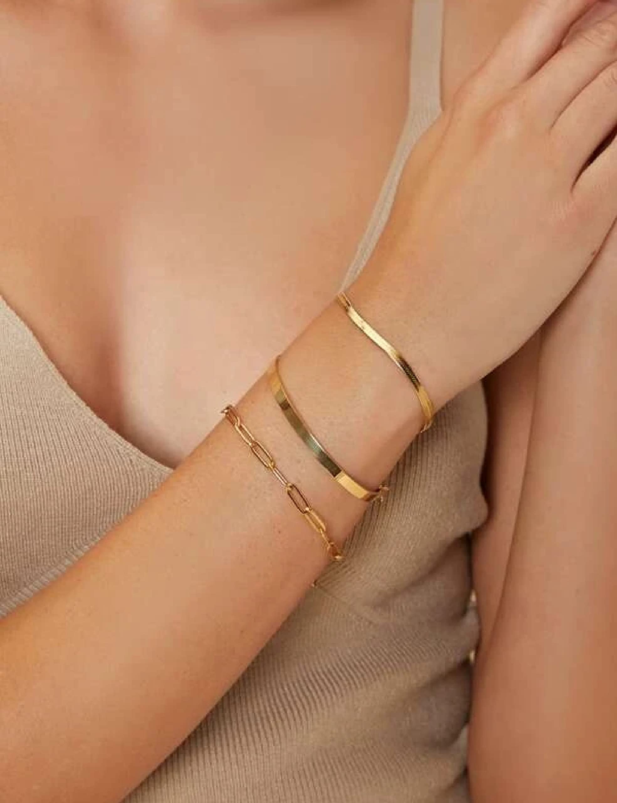 925 Sterling Silver Paperclip Chain Bracelet – Adjustable 3/4/5mm Link Bracelet For Women & Men