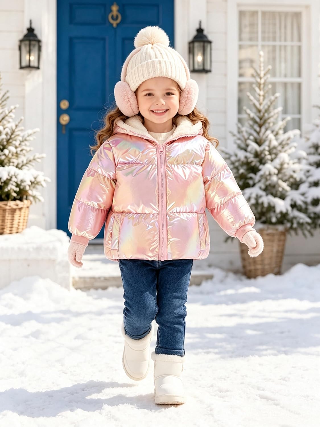 UNICOMIDEA Baby Girls Winter Coat Laser Hooded Puffer Jacket 12M-5T
