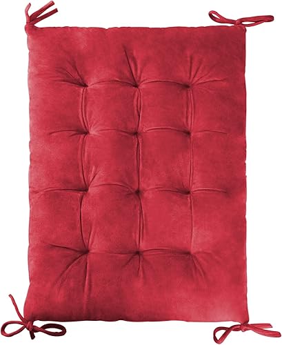 Miniatura 2 de ELFJOY Cojines de tela de lijado de color sólido para silla mecedora, juego de almohadillas para silla mecedora (V-GraceRed)