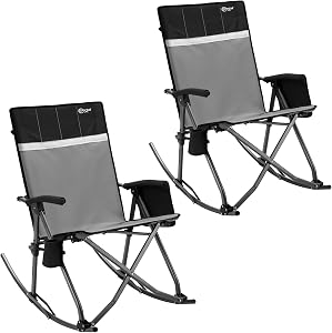 Portal Oversized Folding Rocking Camping Chair Outdoor Rocker 400lbs Black