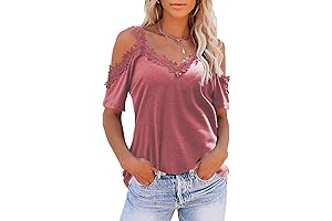 Womens Sexy Cold Shoulder Tops, Casual Off Shoulder Short Sleeve Open Shoulder Shirts