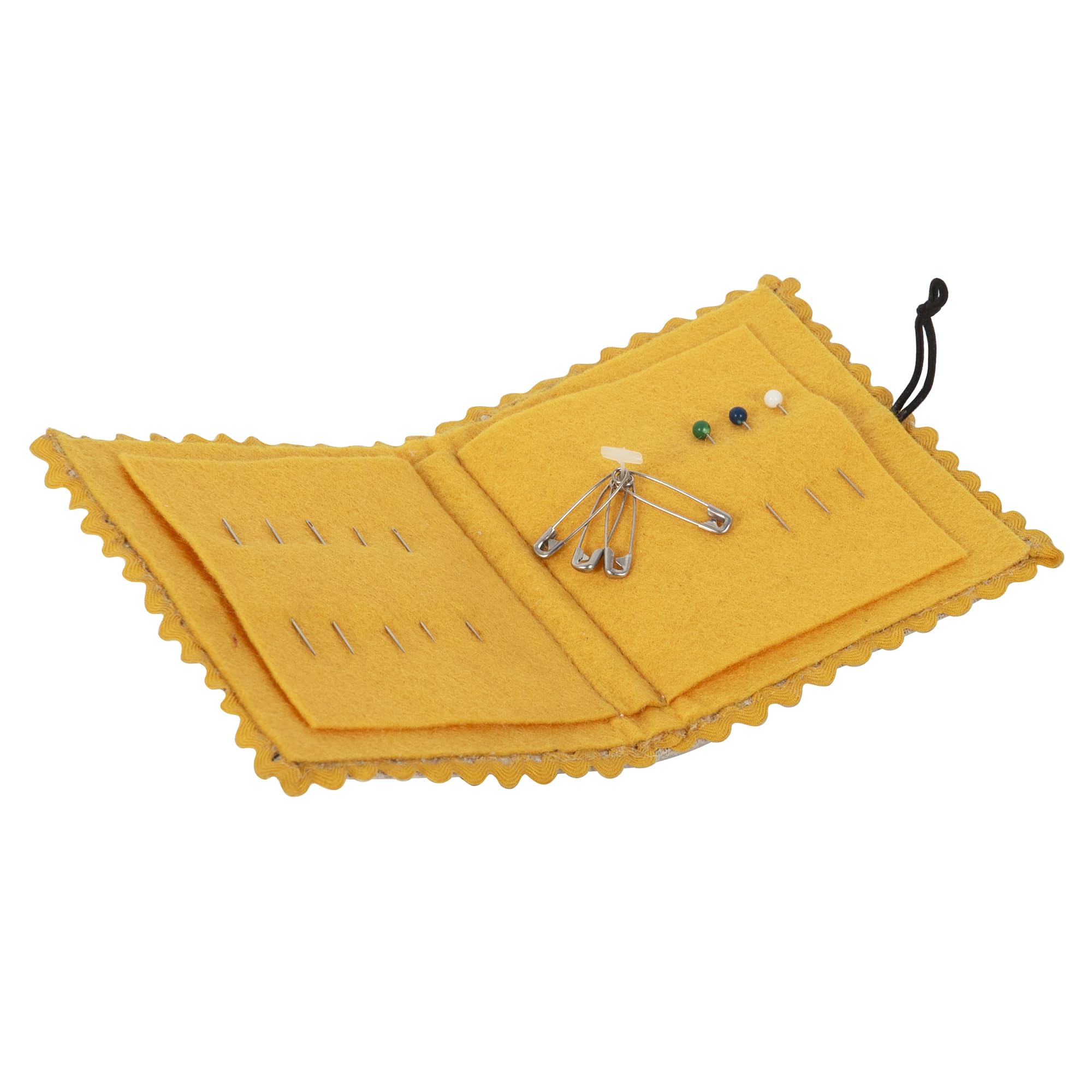 Hobby Gift Embroidered Needle Case – Bees, Cotton Fabric with Soft Pages for Storing Needles & Pins Includes 5 Needles, 4 Safety Pins & 3 Plastic Head Pins, Compact & Travel-Friendly 2.5x9.5x11.5cm