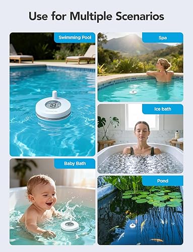 Miniatura 6 de GoveeLife Termómetro inteligente para piscina y baño, aplicación inalámbrica, fácil de leer, termómetro digital WiFi flotante con IPX7 impermeable