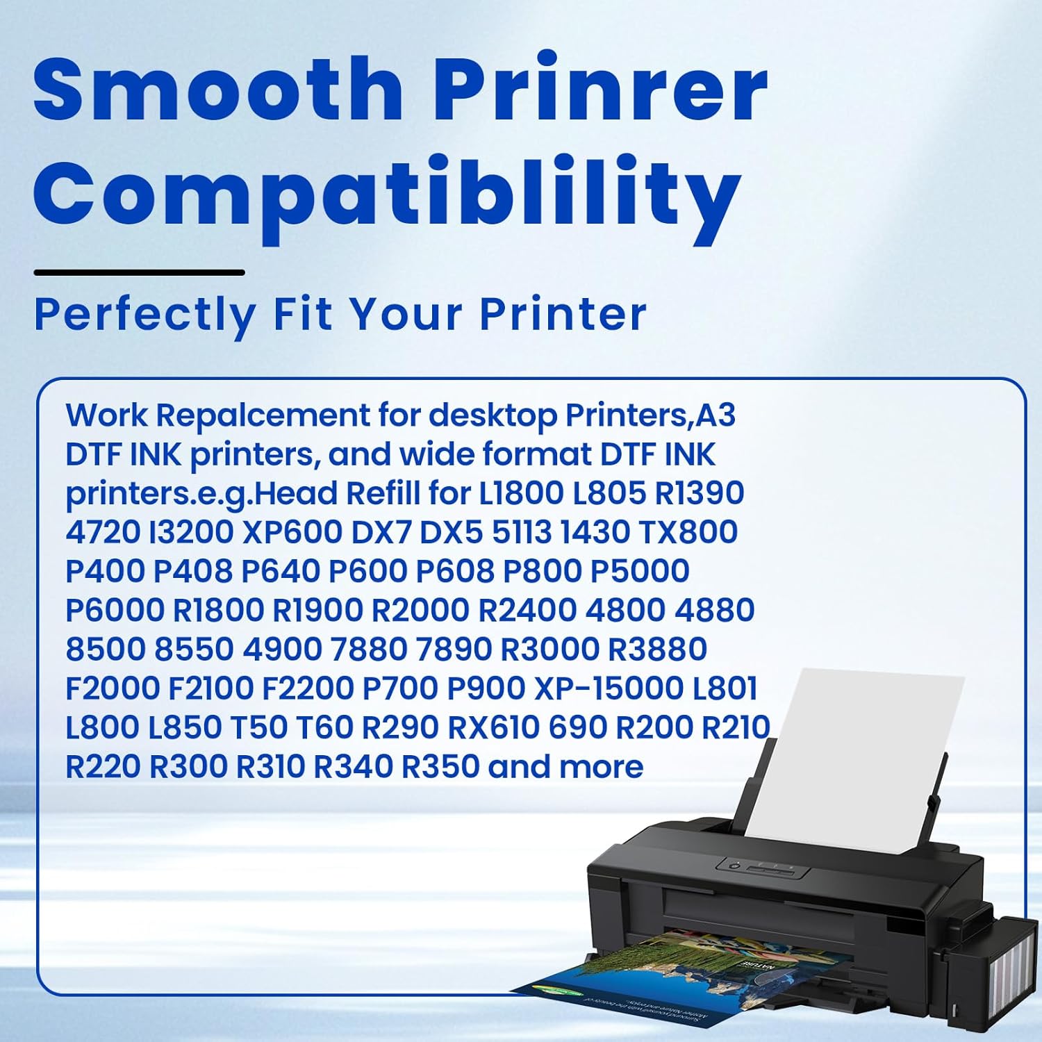 Remanufactured DTF Ink White 1000ml 2 Pack, Premium DTF Printer Thermal Transfer Ink for ET-8550 L1800 R2400 L800 DX5 DX7 5113 XP600 I3200 P400 P800 All DTF Printer Ink, DTF Transfer Ink for PET Film
