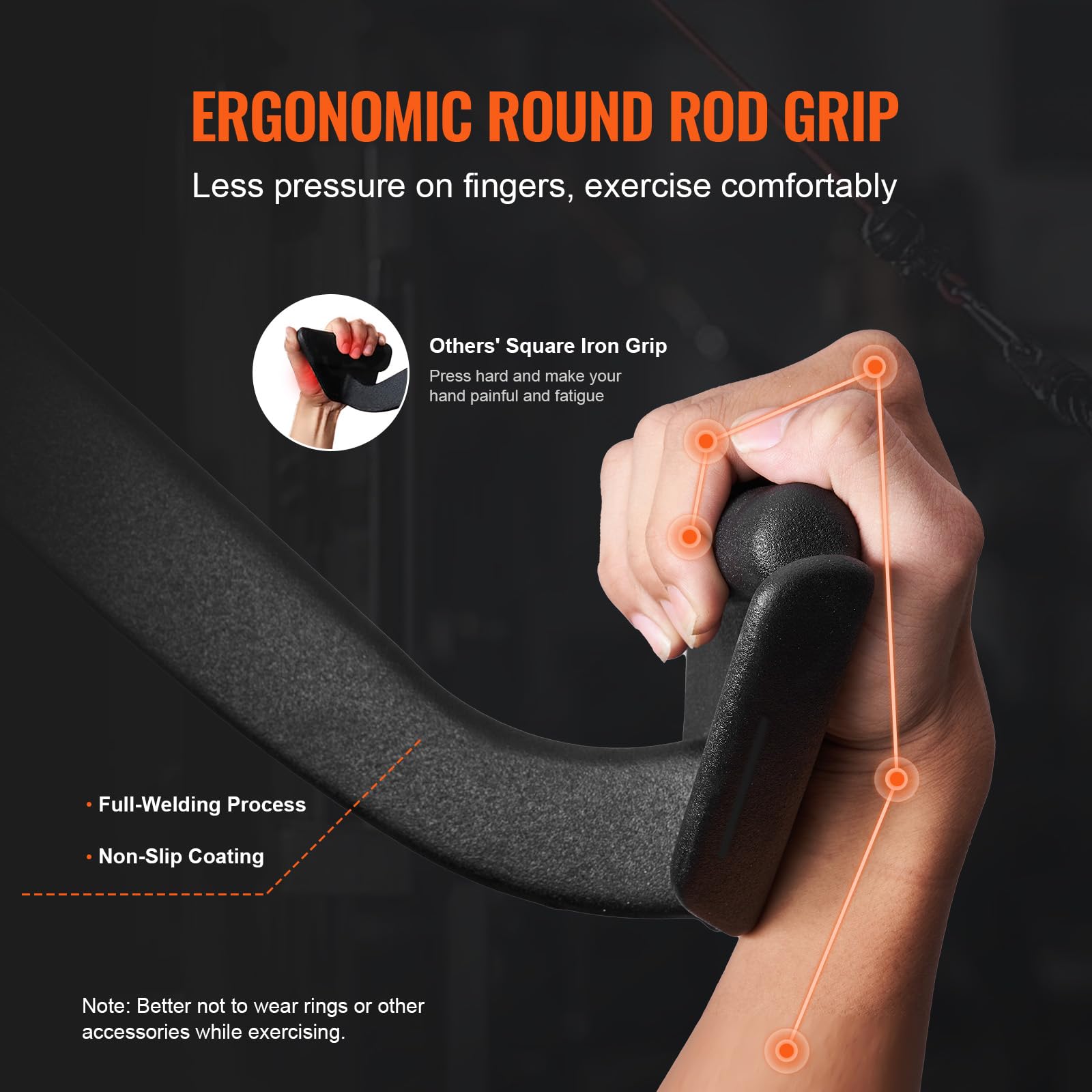 VEVOR Barre de Tirage Musculation en Forme de V, Accessoires pour Machine à Poulie en Acier Massif et Caoutchouc, Poignée de Tirage pour Entraînement de Force du Dos et Triceps, pour Gym Domicile