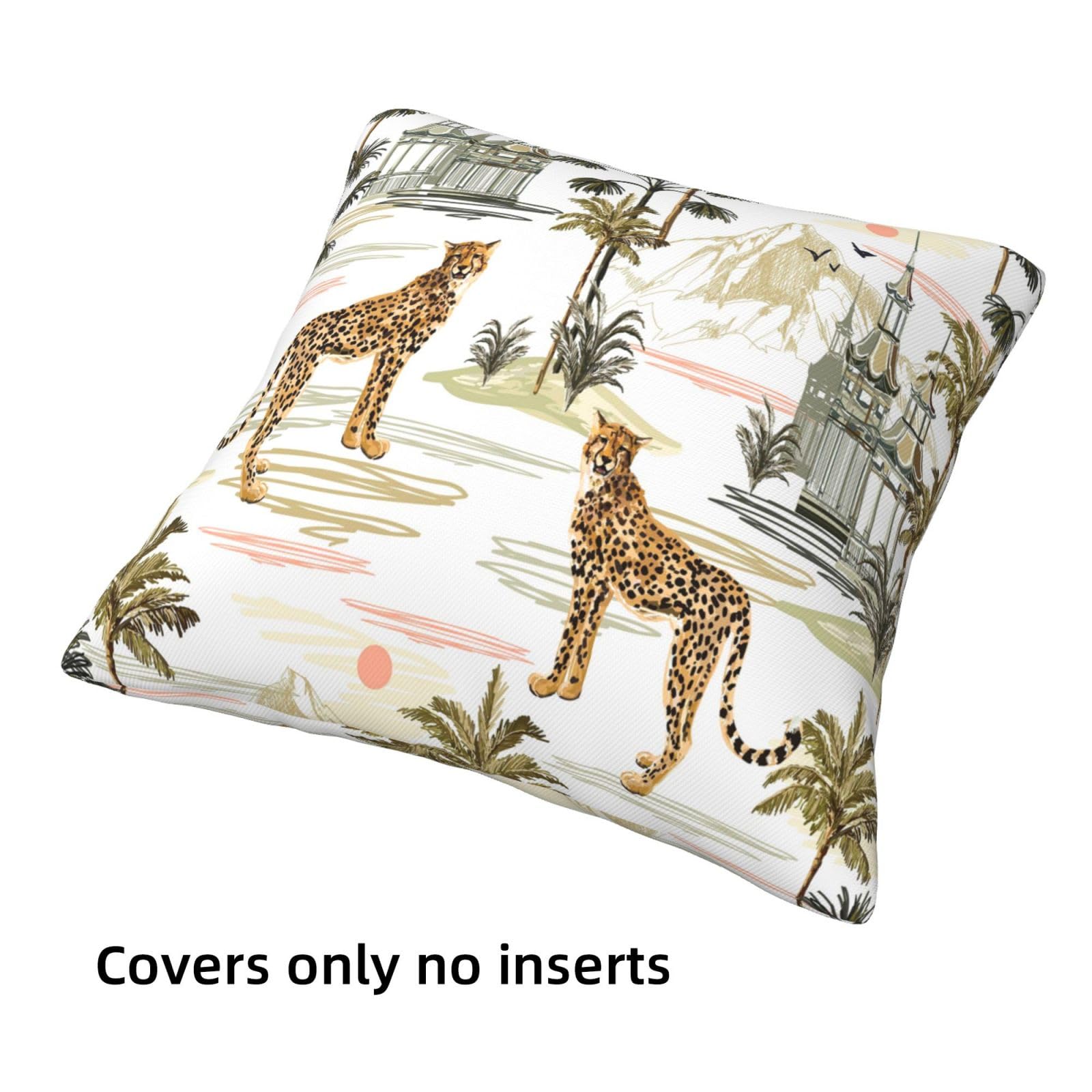 Fundas de Cojines Juego de 4 75x75cm Funda Cojin Felpa Corto Plantas Cojines Decoracion Animal Fundas de Cojín Cuadradas Impresión Doble Cara con Cremallera Oculta,para Sofá Decoración Hogar30x30in
