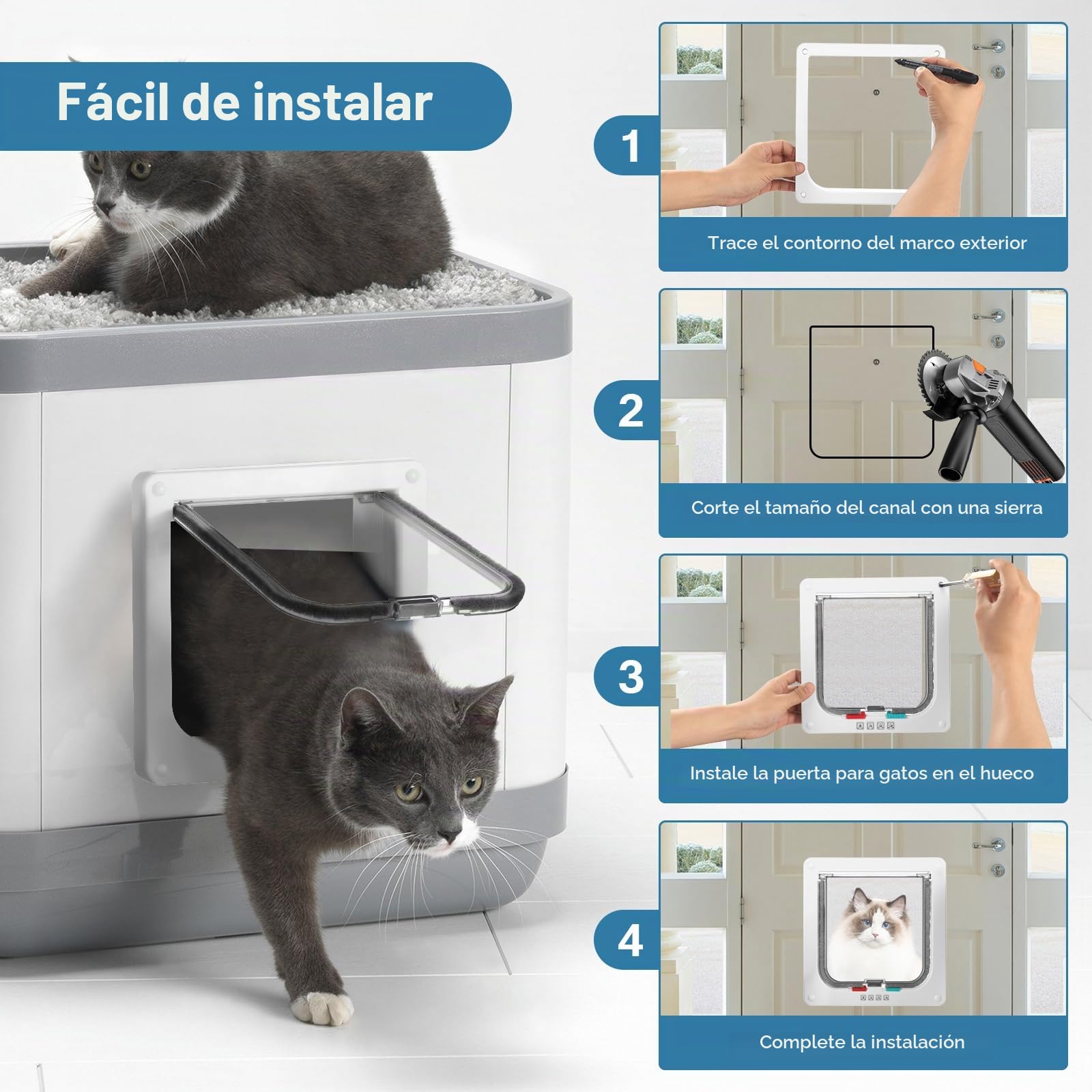 Roxanex Puerta grande de 19 cm x 18 cm, solapa fácil de instalar para ventanas, delgada, de seguridad para mascotas con cerradura de 4 vías, solapa resistente