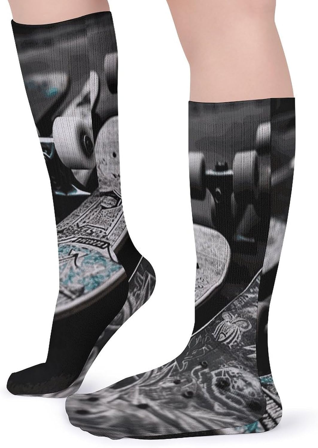 Skate Boards Knee High Socks Cozy Knee High Socks Soft Mid-Length Sock for All Seasons Daily Wear Adult