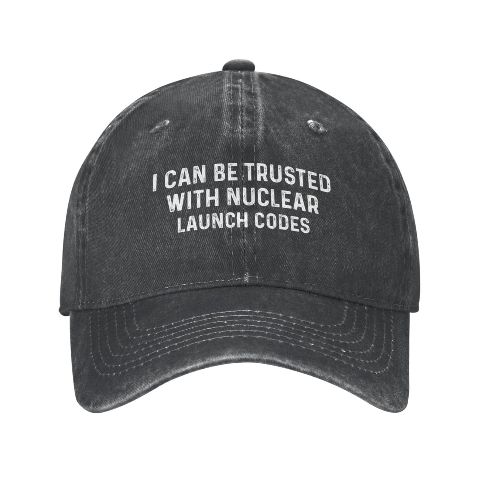Nlwqekv Unisex Black I Can Be Trusted With Nuclear Launch Codes Hat Men Baseball Caps Fashionable Cap