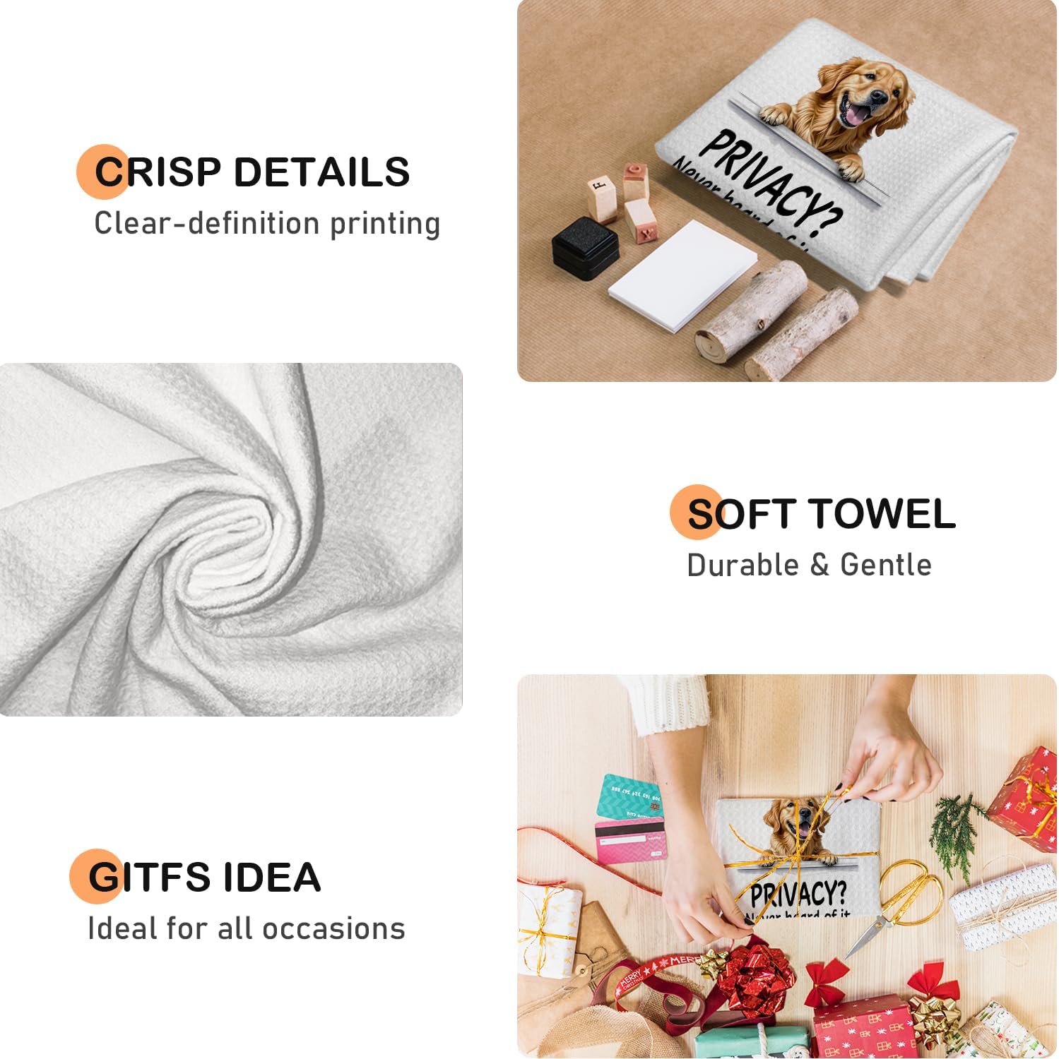 Funny Golden Retriever Dog Bathroom Hand Towels, Gifts for Golden Retriever Lovers, Dog Lover Mom Dad Gifts Decorative Hand Towels for Bathroom Washroom Toilet Restroom, 16x24 Inch - Image 5