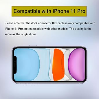 for iPhone 11 Pro Charging Port Replacement OEM Headphone Port | White USB Charge Dock Connector Microphone Antenna Ribbon Cable with Full Repair Kits Waterproof sticker A2160 A2215 A2217