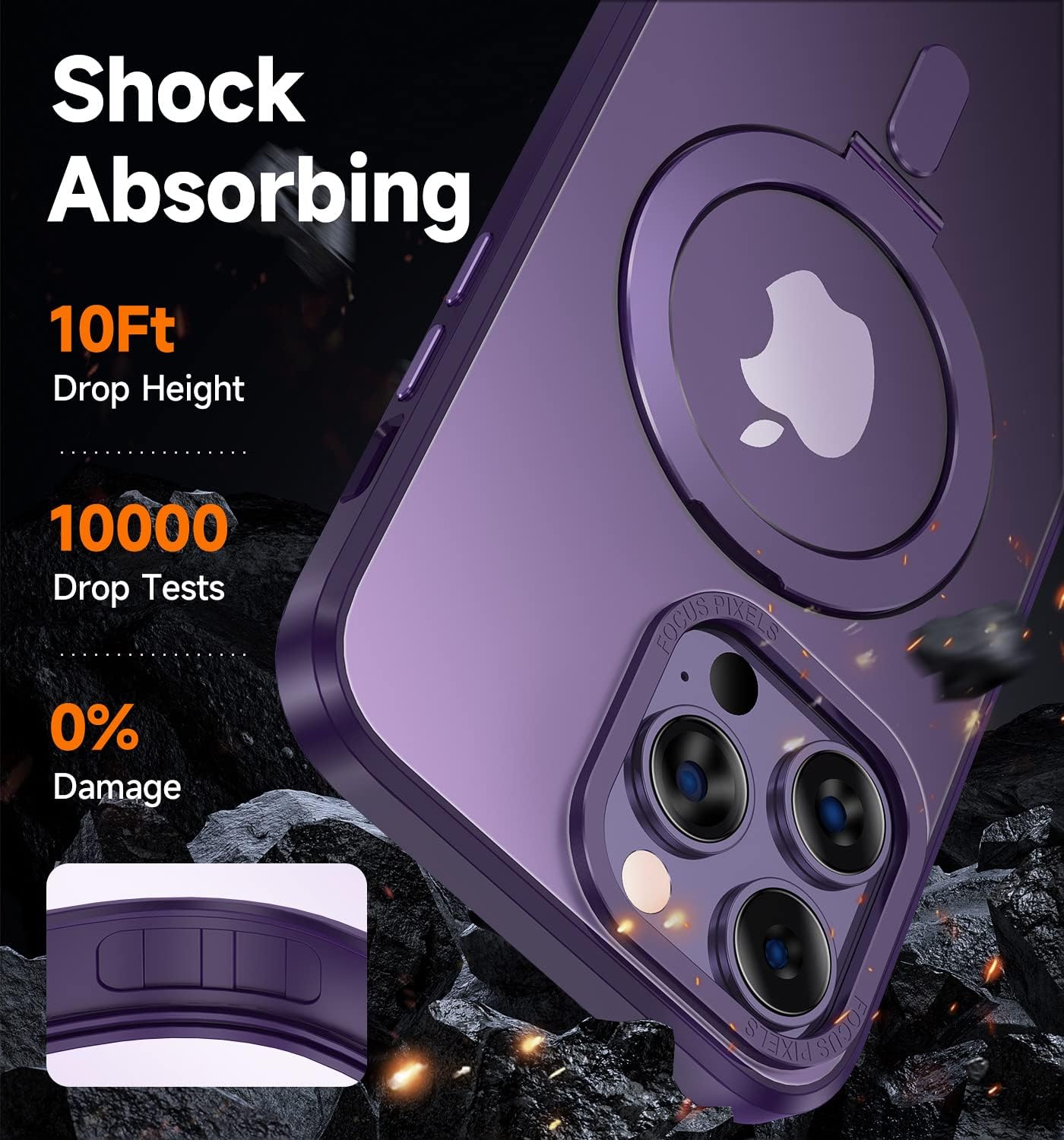 MAGIC JOHN Magnetic Case for iPhone 14 Pro Phone Case [Compatible with Magsafe] [with 360° Rotatable Magnetic Mental Stand][Military Grade Shockproof][Anti Yellowing] Matte Back Soft Edge,Purple - Image 5