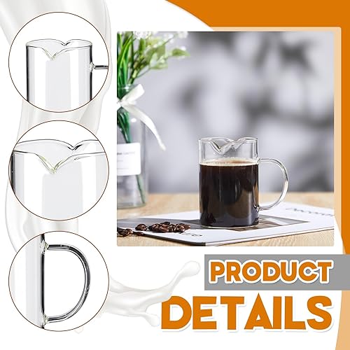 Miniatura 10 de Leinuosen Jarra de vidrio de 2 piezas de forma elegante jarra de crema de vidrio jarra de té de vidrio jarra de crema de leche jarra creativa de