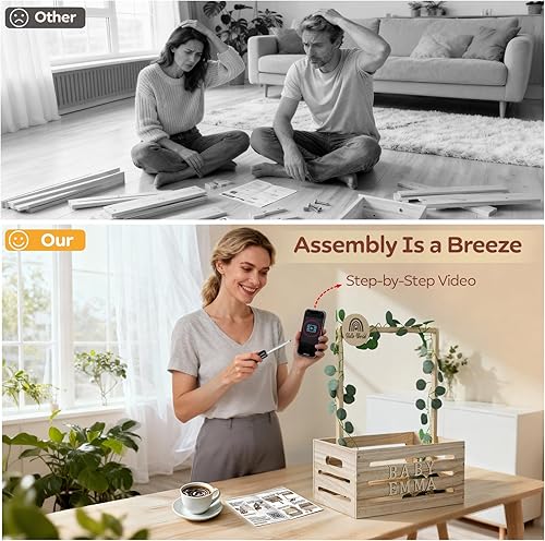 Miniatura 4 de Armario de madera para baby shower, cestas de regalo personalizadas para bebés con perchas, caja grande para recién nacidos para niños y niñas