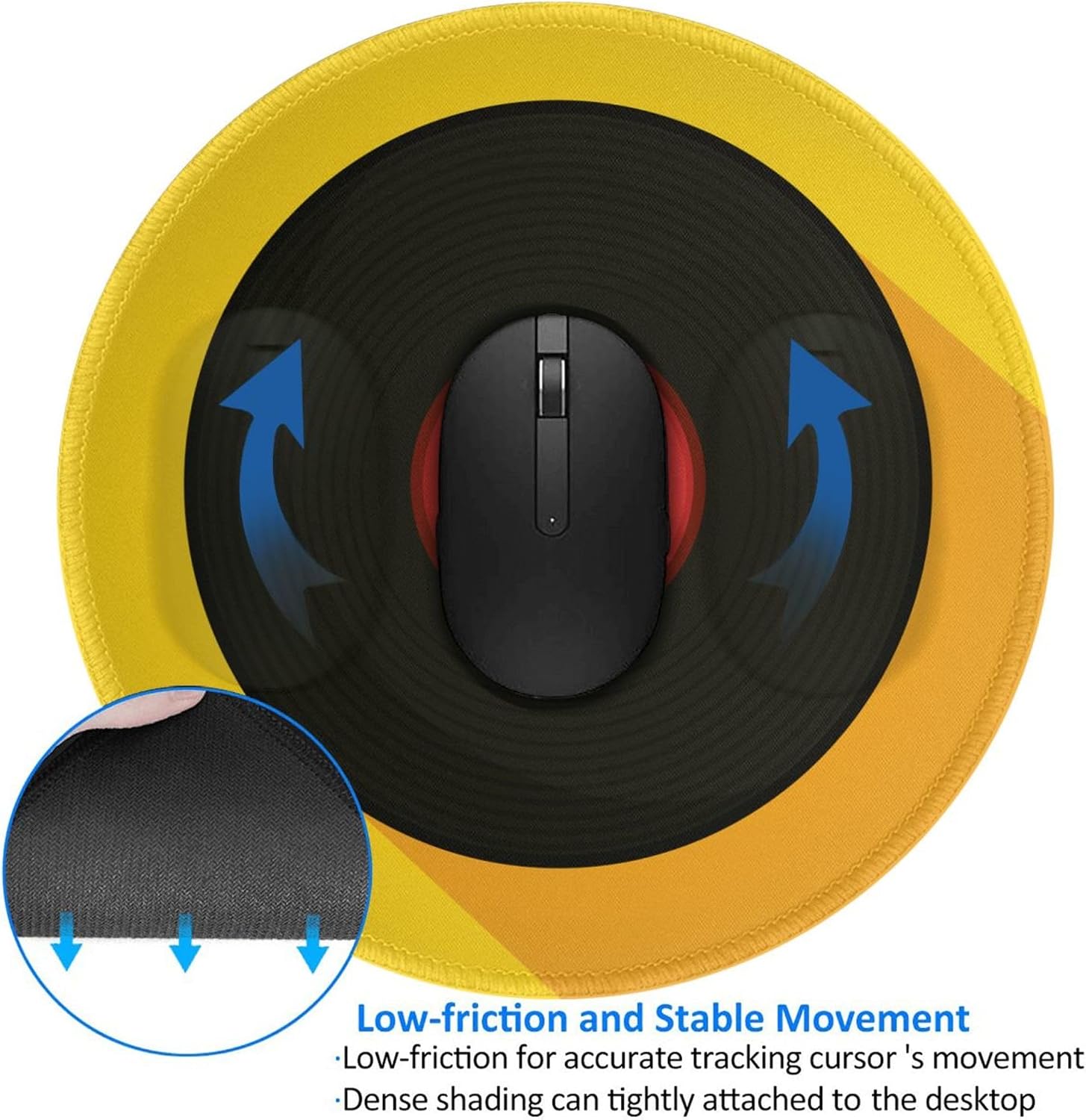 Music Vinyl Record Mouse Pad with Non Slip Rubber Base Round Desk Pads Mousepad Mouse Mat for Computer Office Desk Accessories image 2