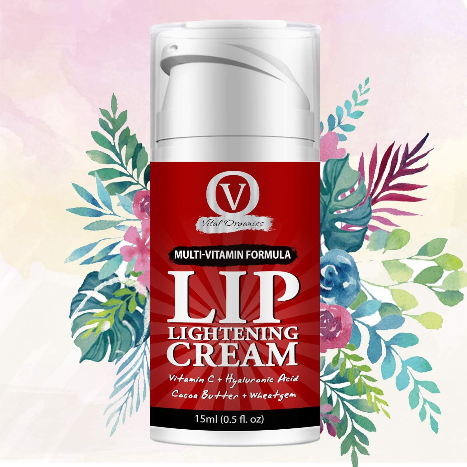 Vital Organics Lip Lightening Cream For Dark Lips To Lighten For Men & Women With Vitamin C, Hyaluronic and Licorice 15g