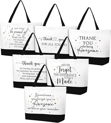 Miniatura 7 de Cunno 6 bolsas de regalo de agradecimiento a los empleados de 18.5 x 15 pulgadas, bolsa de lona de agradecimiento de Navidad para mujeres,